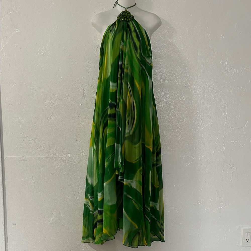 Elegant Green Halter Maxi Dress